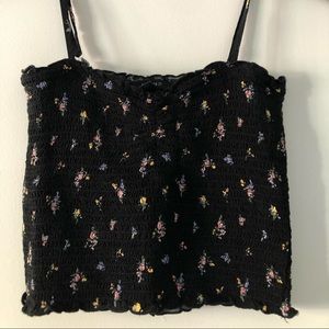 BLACK FLORAL CROP TOP